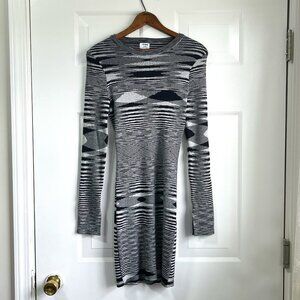 Cotton On Boody Con Black and White Knit Sweater Long Sleeve Mini Dress Medium